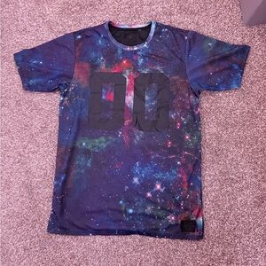 on the byas Galaxy Print Men's Dress Shirt - Blue/Purple